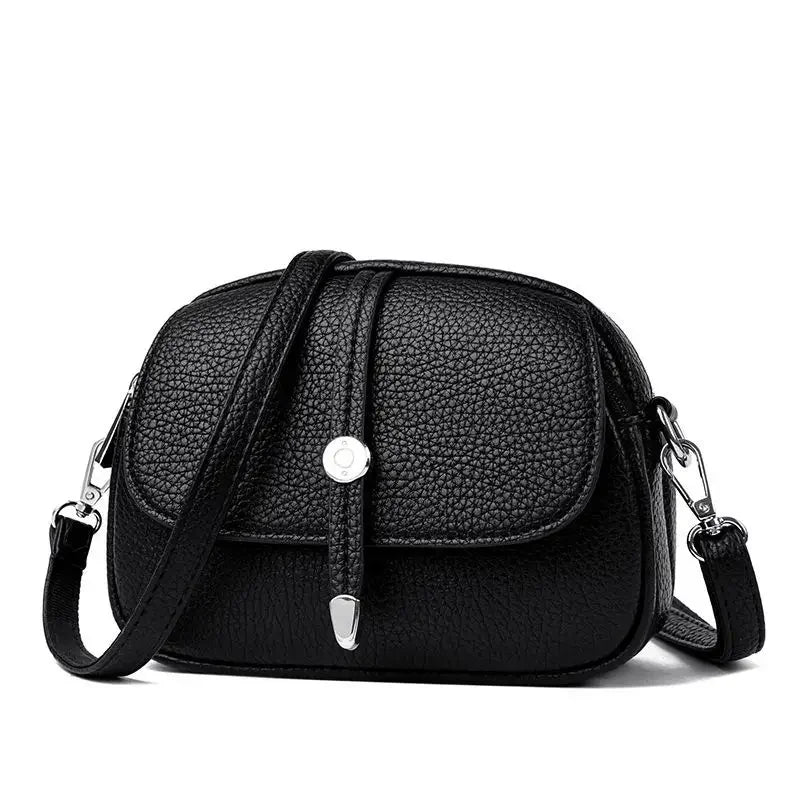 Sac Bandoulière Rétro Cuir Souple Femme - Petit Sac Rond Vintage 3 Compartiments - Sac à main GoHappy