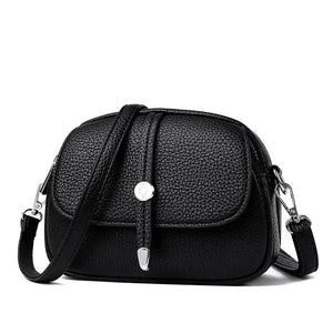 Sac Bandoulière Rétro Cuir Souple Femme - Petit Sac Rond Vintage 3 Compartiments - Sac à main GoHappy