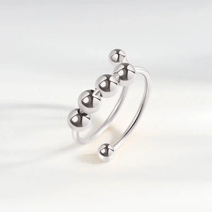Bagues Spinner Rotatives Fleur Abeille en Cristal Argent Ajustables - bague femme GoHappy