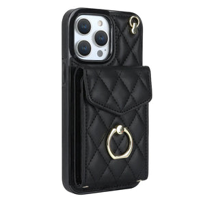 Coque Portefeuille Matelassée Bandoulière iPhone Apple 11 au 16 & plus - coque pour smartphone GoHappy
