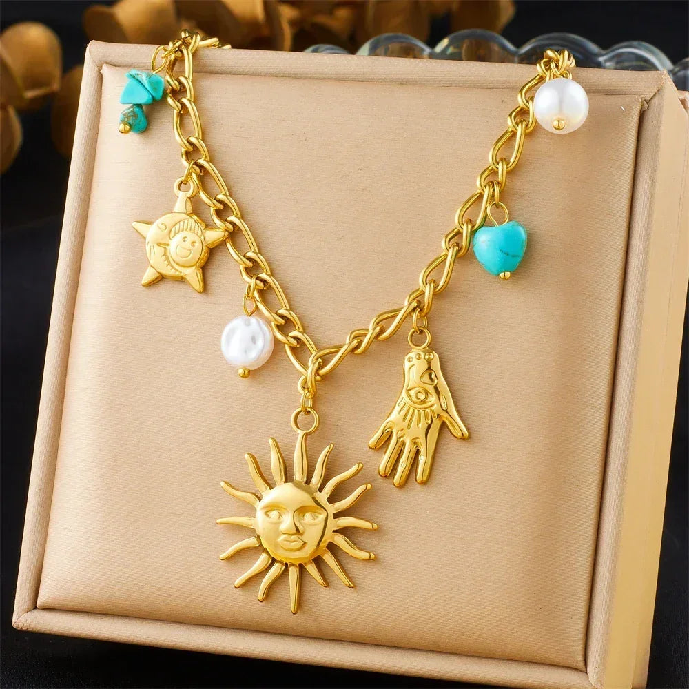 Colliers Costa Luz soleil coquillage perles dorées - colliers GoHappy