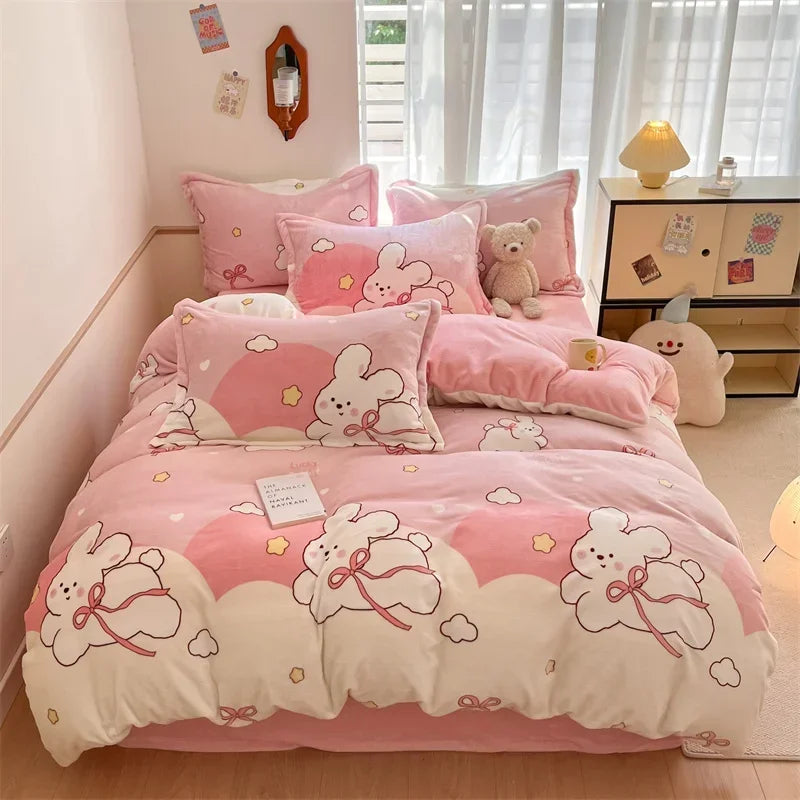Housse Couette Velours Enfant Motifs Cartoon Douce Chaude 150-220cm - housse couette GoHappy