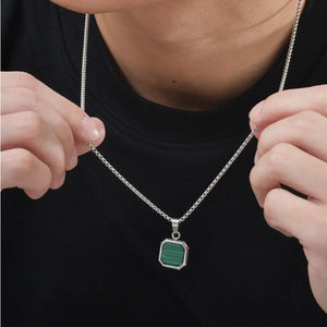 Collier Acier Pierre Naturelle Pendentif Tendance - collier homme GoHappy