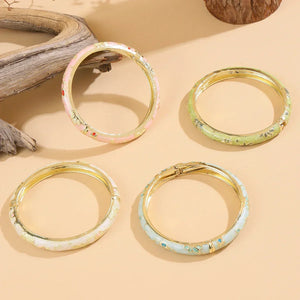 Capri Email bracelet jonc fleuri cloisonné doré - bracelet femme GoHappy