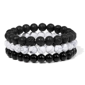 Bracelet multicouche en pierres naturelles pour hommes – Onyx, lave & hématite - Bijou Bracelet GoHappy