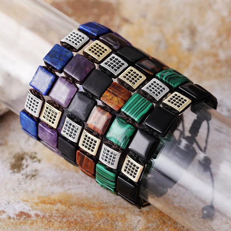 Bracelet Macramé Homme en Pierres Naturelles
