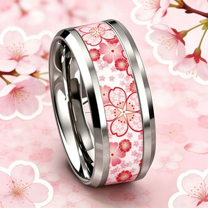 Sakura Bloom bague acier inoxydable fleur de cerisier - GoHappy