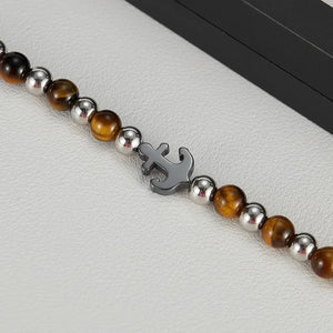 Ocean Force bracelet homme œil de tigre ancre - GoHappy