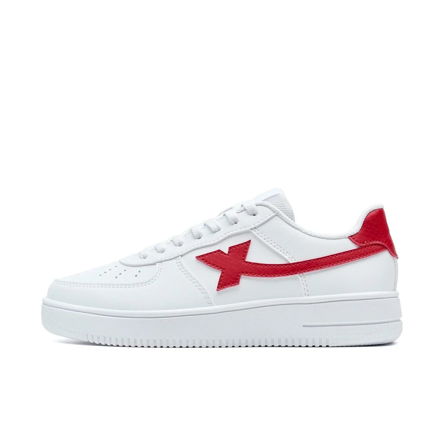 baskets blanches femme cuir détail rouge sneakers tendance confortable GoHappy France