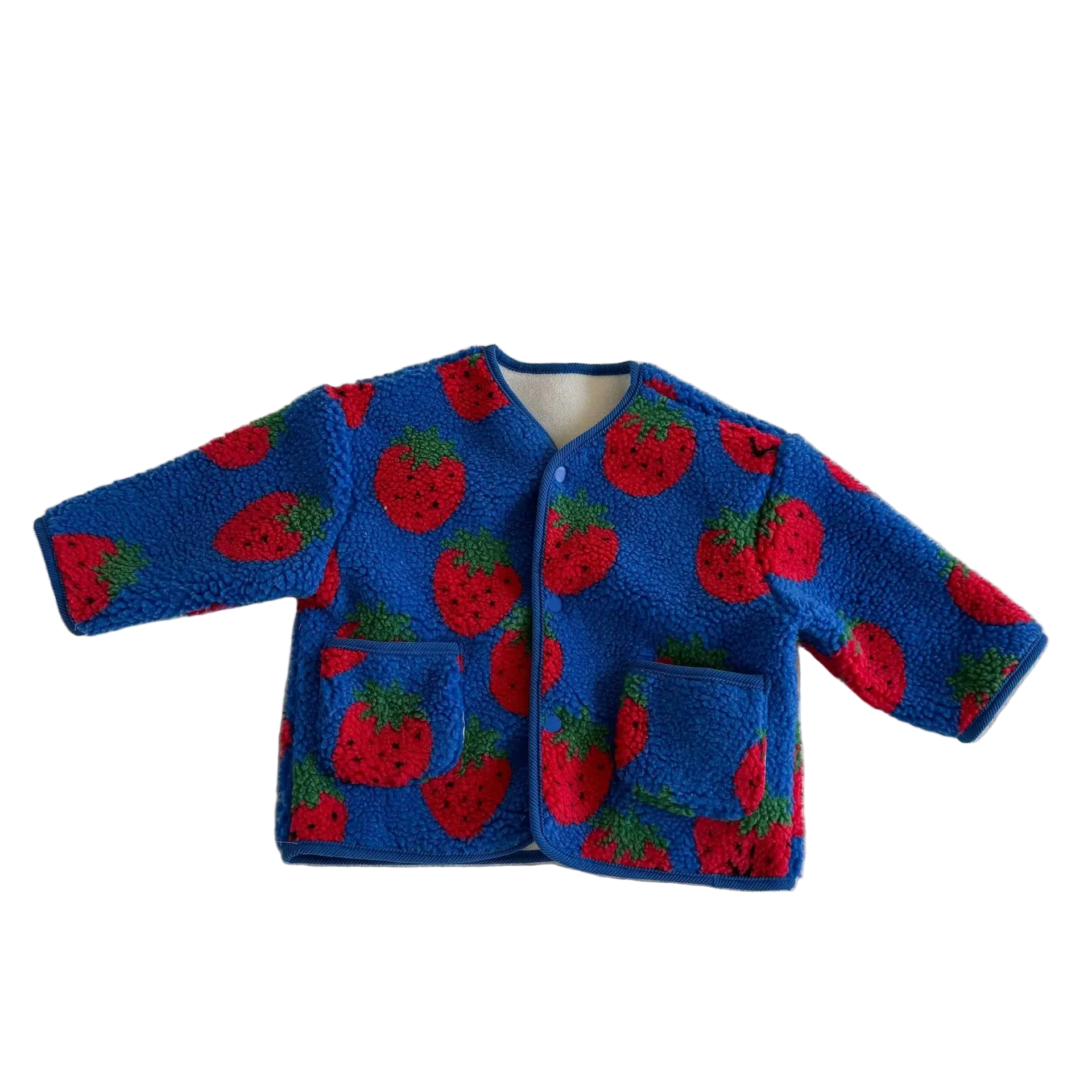 Manteau Enfant Laine Agneau Motifs Fleurs Épais Doublé Velours Hiver