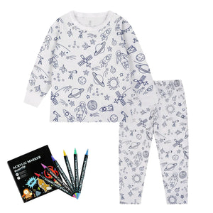 Pyjama Enfant à Colorier Créatif Réutilisable 6 Feutres Inclus - pyjamas coloriage GoHappy