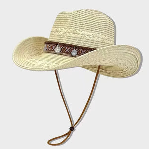 Santa Fe chapeau bohème tressé effet paille large bord - chapeau GoHappy