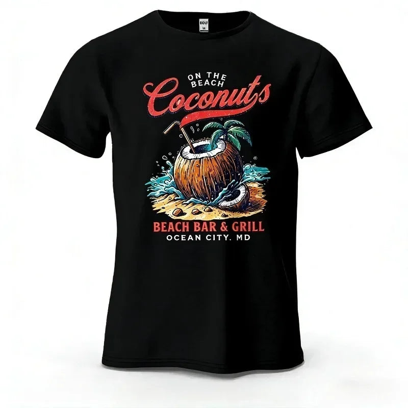 T-shirt Homme Coconuts Vintage Plage Graphique Coton Respirant - t-shirt homme GoHappy