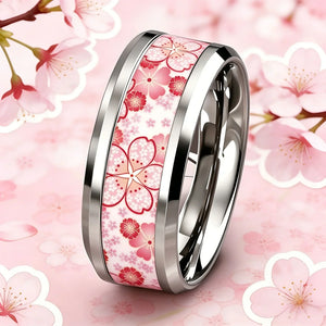 Sakura Bloom bague acier inoxydable fleur de cerisier - GoHappy