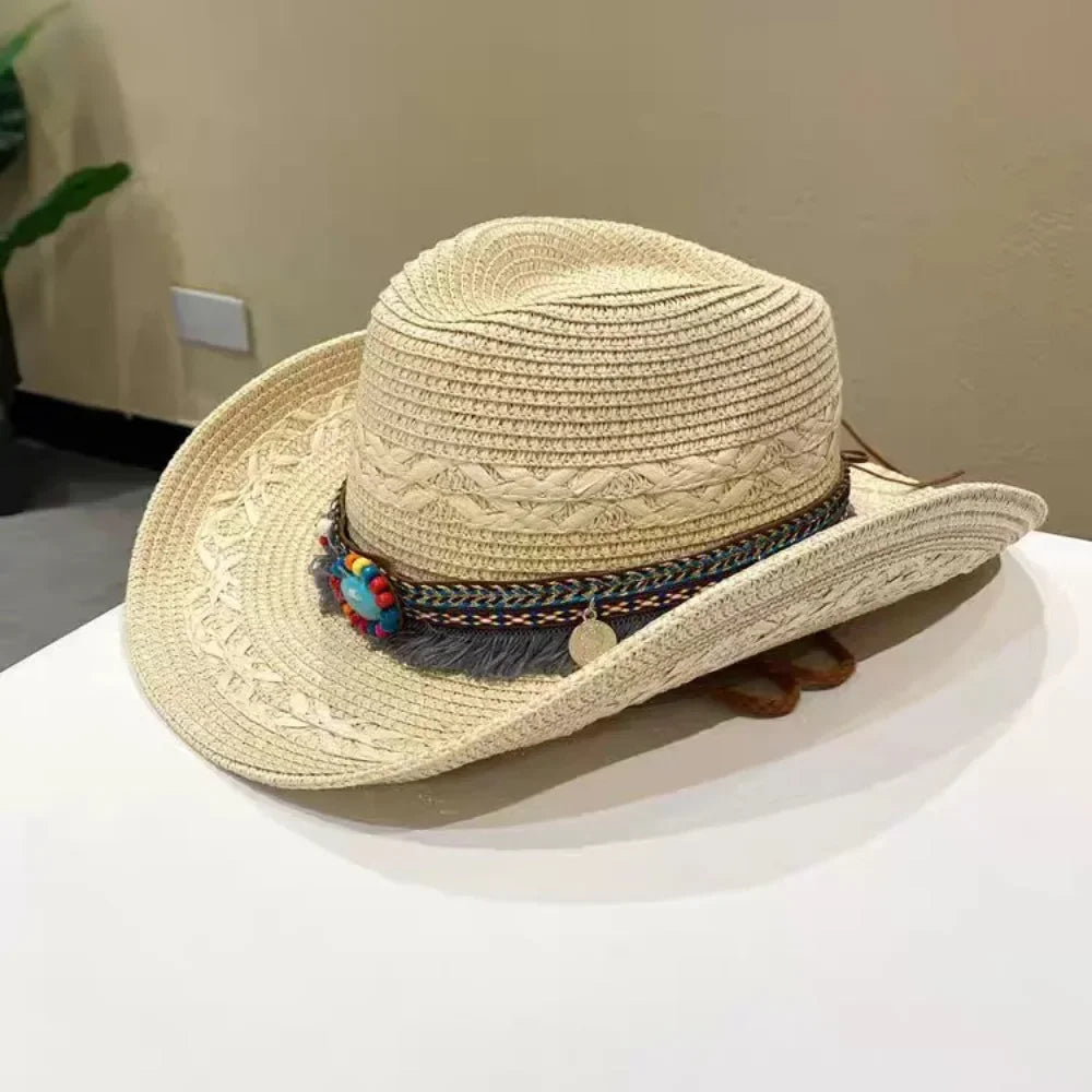 Santa Fe chapeau bohème tressé effet paille large bord - chapeau GoHappy