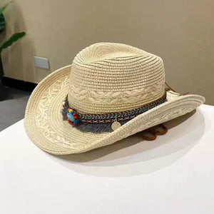 Santa Fe chapeau bohème tressé effet paille large bord - chapeau GoHappy