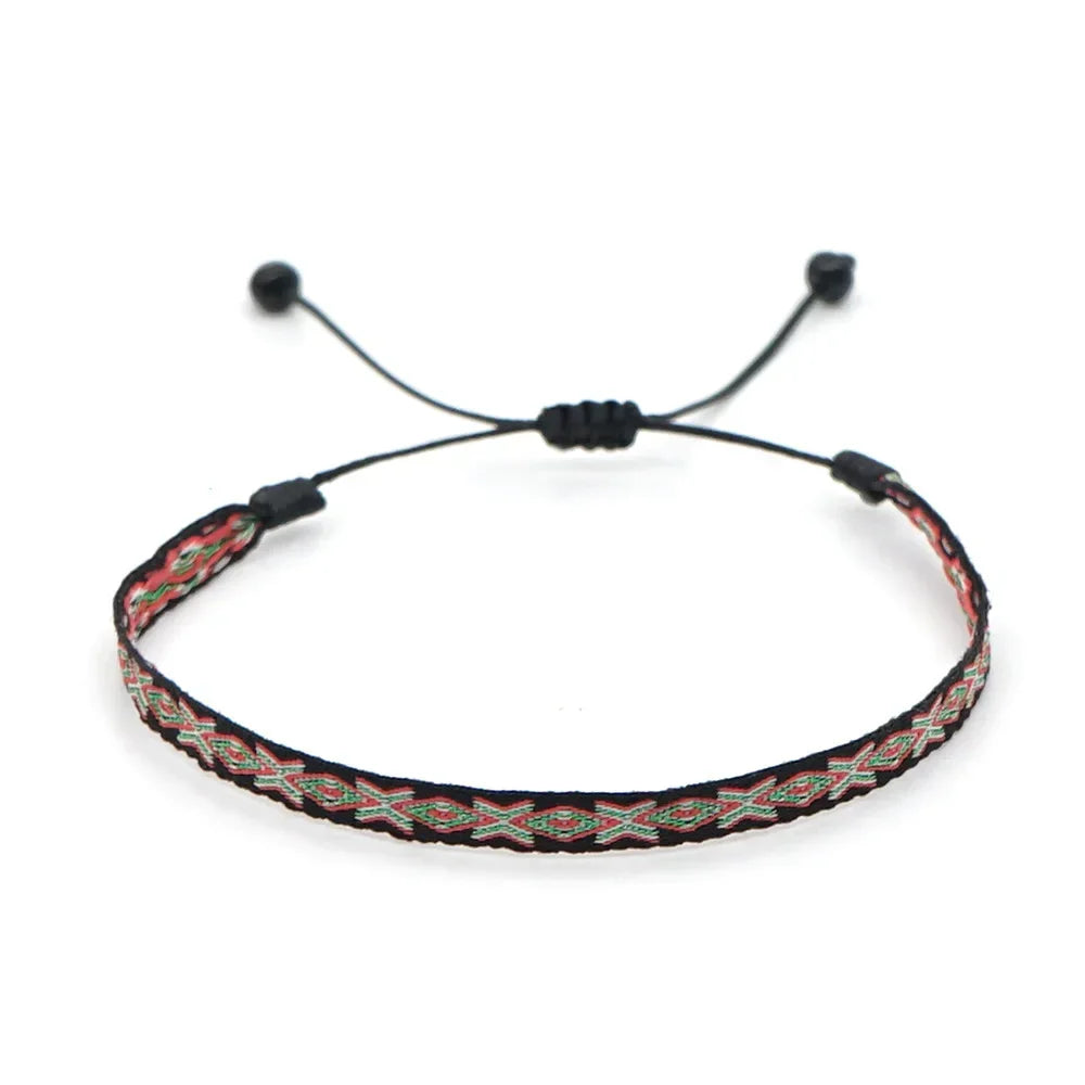 Bracelet Tissé Main Colombie Motifs Ethniques Bohème Amitié - bracelets tissés GoHappy