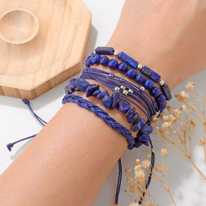 Bracelets Pierres Naturelles Empilables Set 3-5 Bohème 19cm - bracelets en pierres femme GoHappy