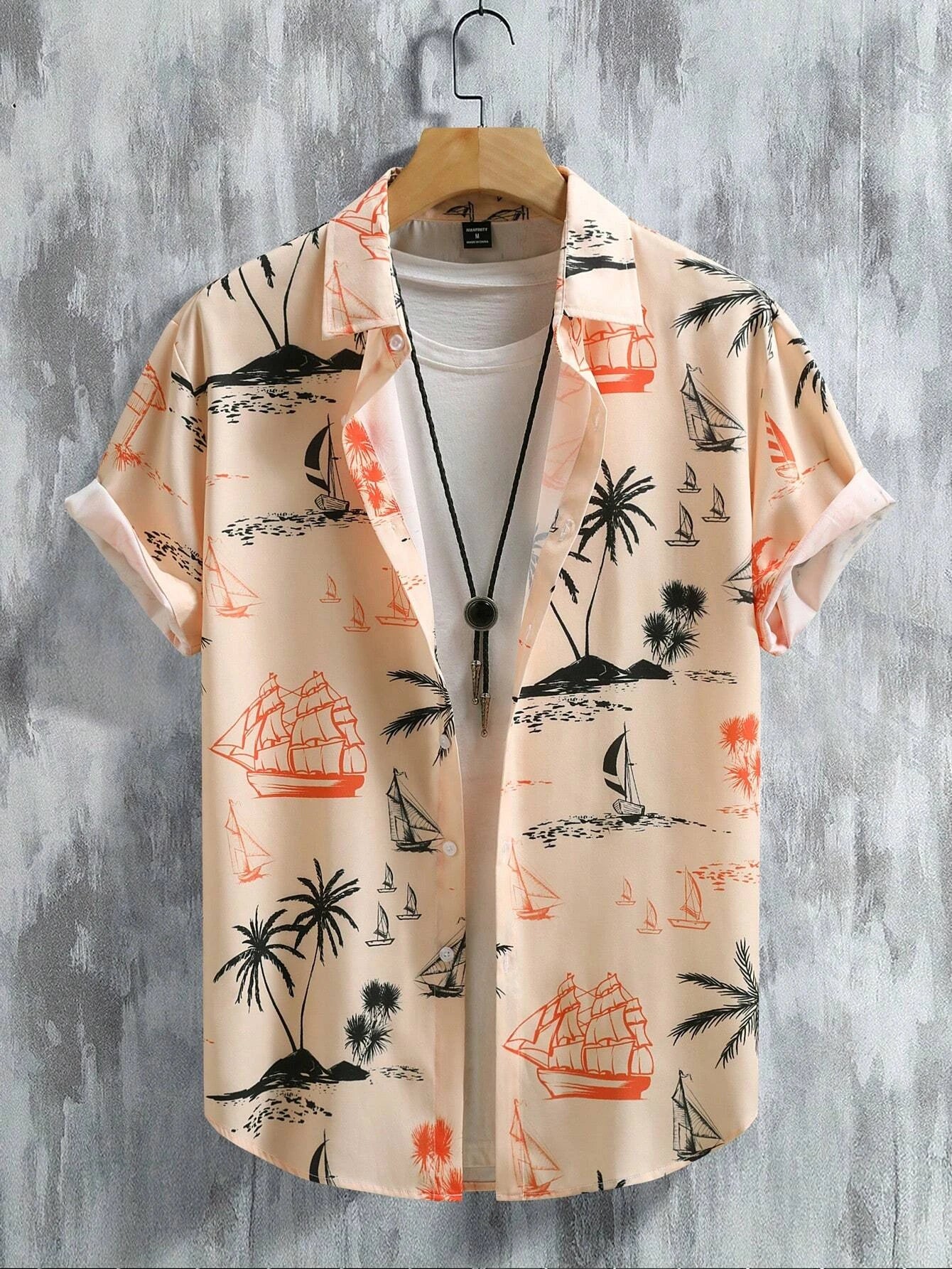 Chemises imprimées Palmiers homme été style décontracté vacances