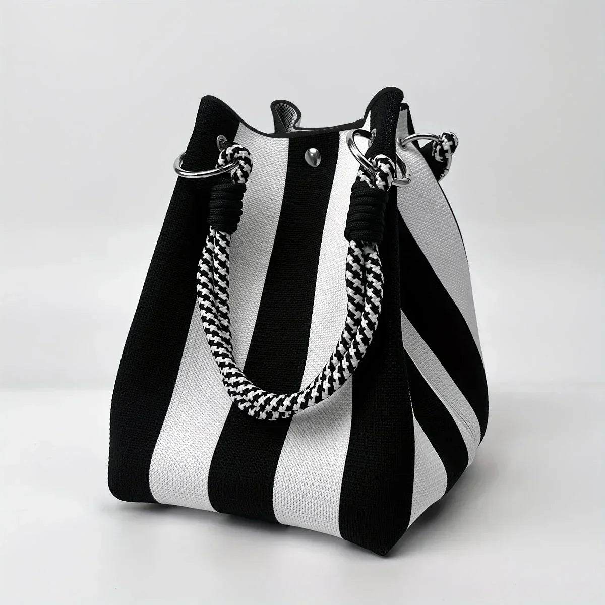Sac Main Seau Tricoté Multicolore Rétro Coton Bohème Artisanal - sacs à main GoHappy