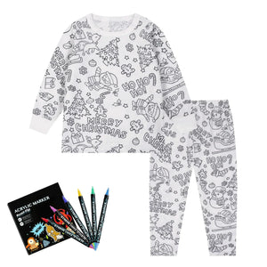 Pyjama Enfant à Colorier Créatif Réutilisable 6 Feutres Inclus - pyjamas coloriage GoHappy
