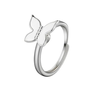 Bagues Spinner Rotatives Fleur Abeille en Cristal Argent Ajustables - bague femme GoHappy