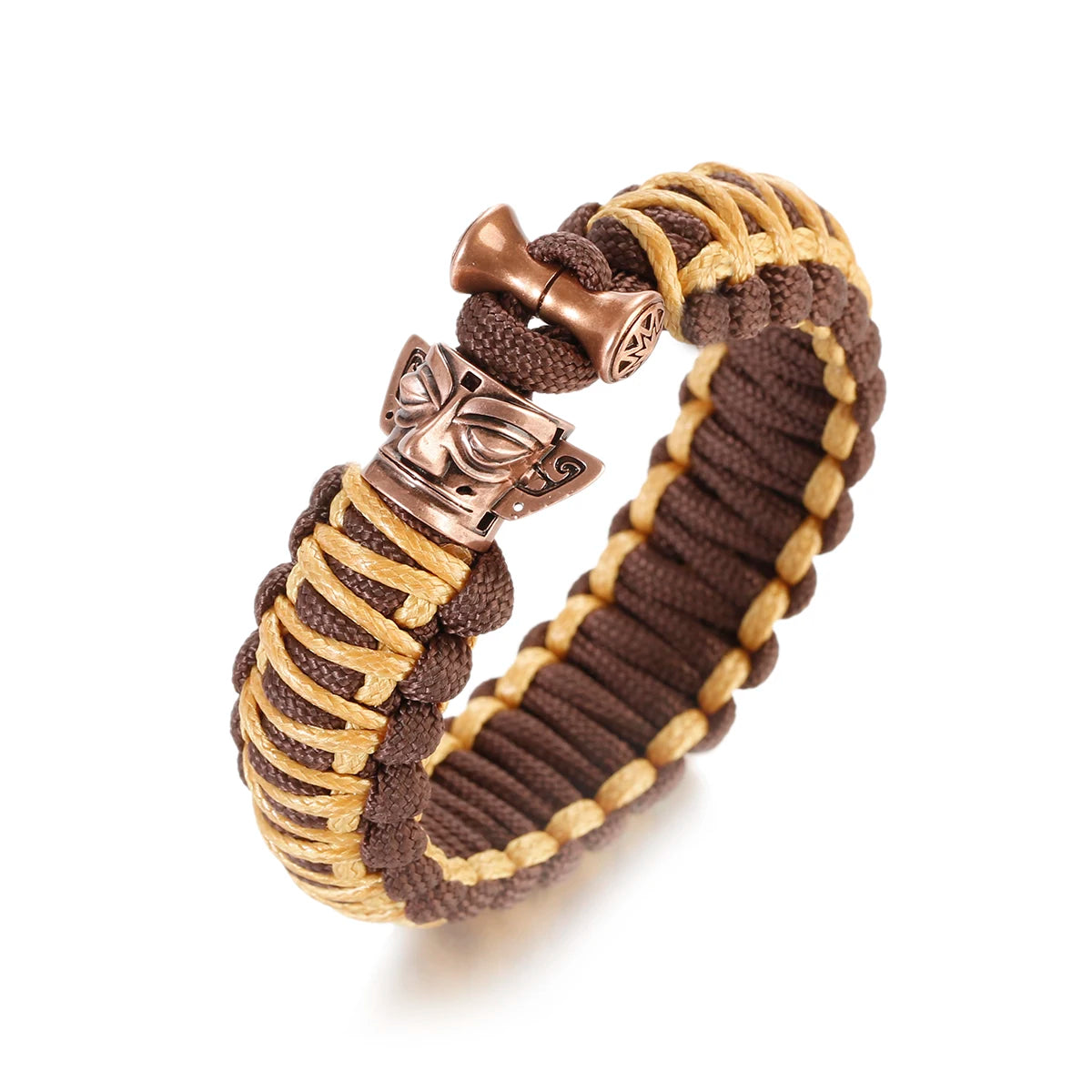 Bracelet Homme Viking Nordique Tressé Main Crâne Punk Antique - GoHappy France