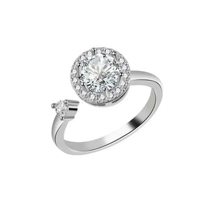 Bagues Spinner Rotatives Fleur Abeille en Cristal Argent Ajustables - bague femme GoHappy