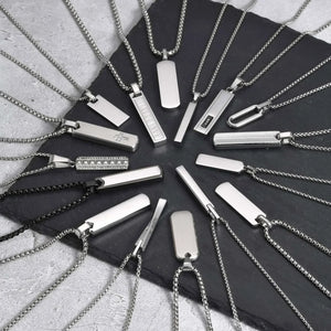 Collier Homme Acier Barre Minimaliste Géométrique Style Épuré - collier homme GoHappy