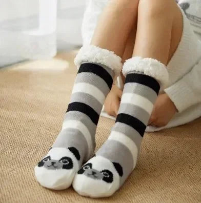 Chaussettes Douillettes Noël Femme Ado Fourrées Antidérapantes