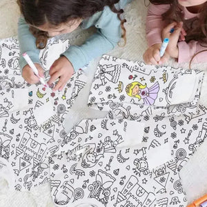 Pyjama Enfant à Colorier Créatif Réutilisable 6 Feutres Inclus - pyjamas coloriage GoHappy