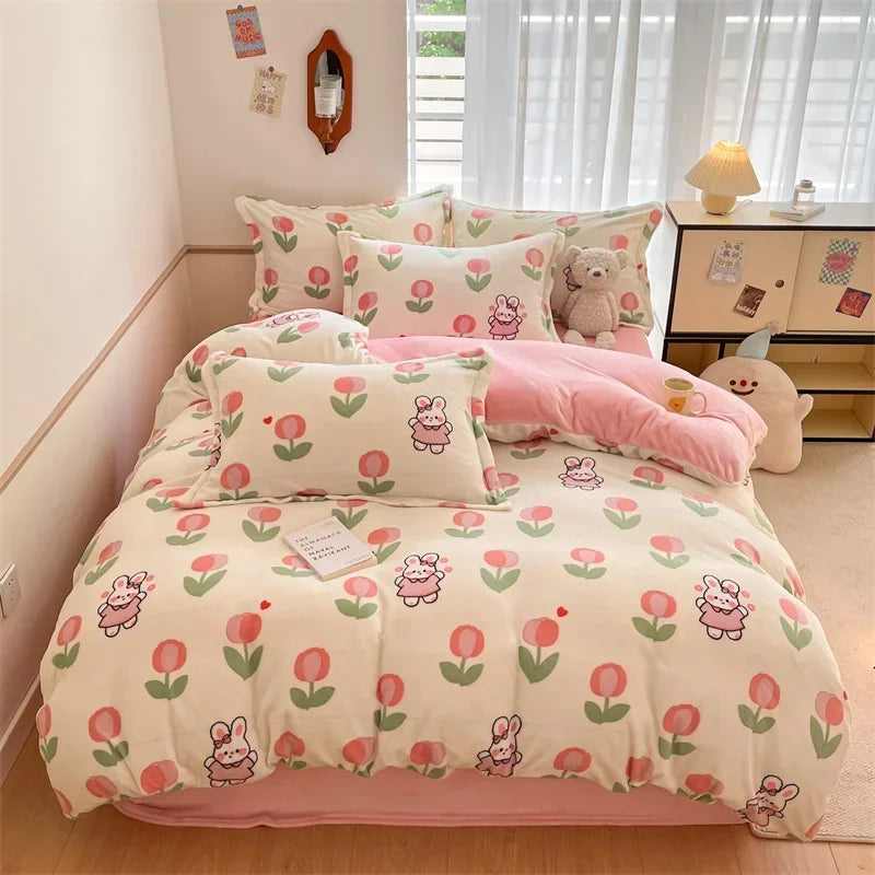 Housse Couette Velours Enfant Motifs Cartoon Douce Chaude 150-220cm - housse couette GoHappy
