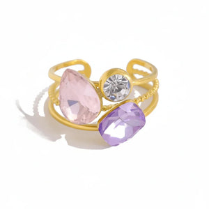 Muse bague femme cocktail zircon doré - bague cocktail GoHappy