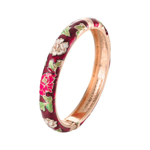 Jaipur Email bracelet jonc floral plaqué or rose - bracelet femme GoHappy