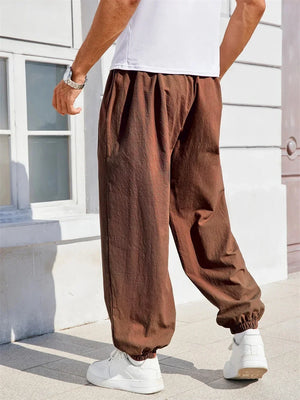 pantalon ample homme marron coton confortable été style décontracté GoHappy.fr