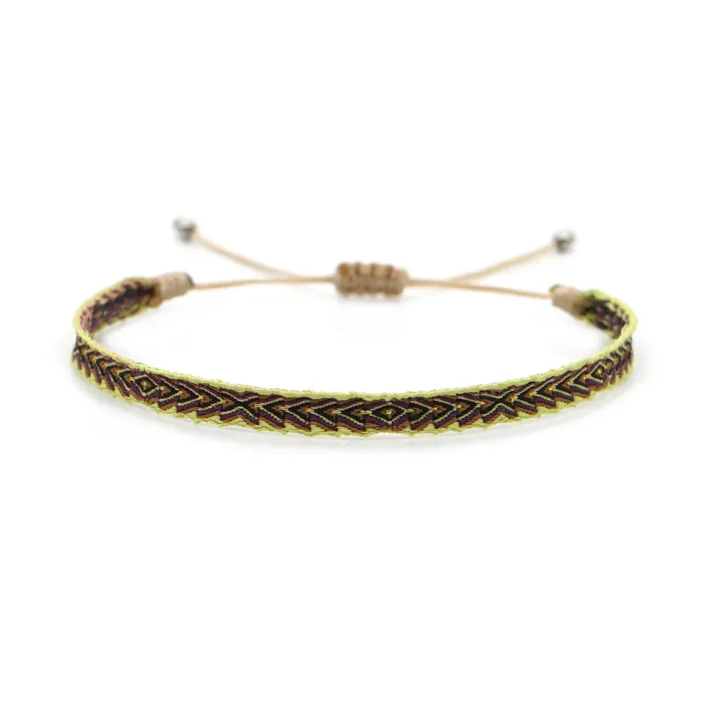 Bracelet Tissé Main Colombie Motifs Ethniques Bohème Amitié - bracelets tissés GoHappy