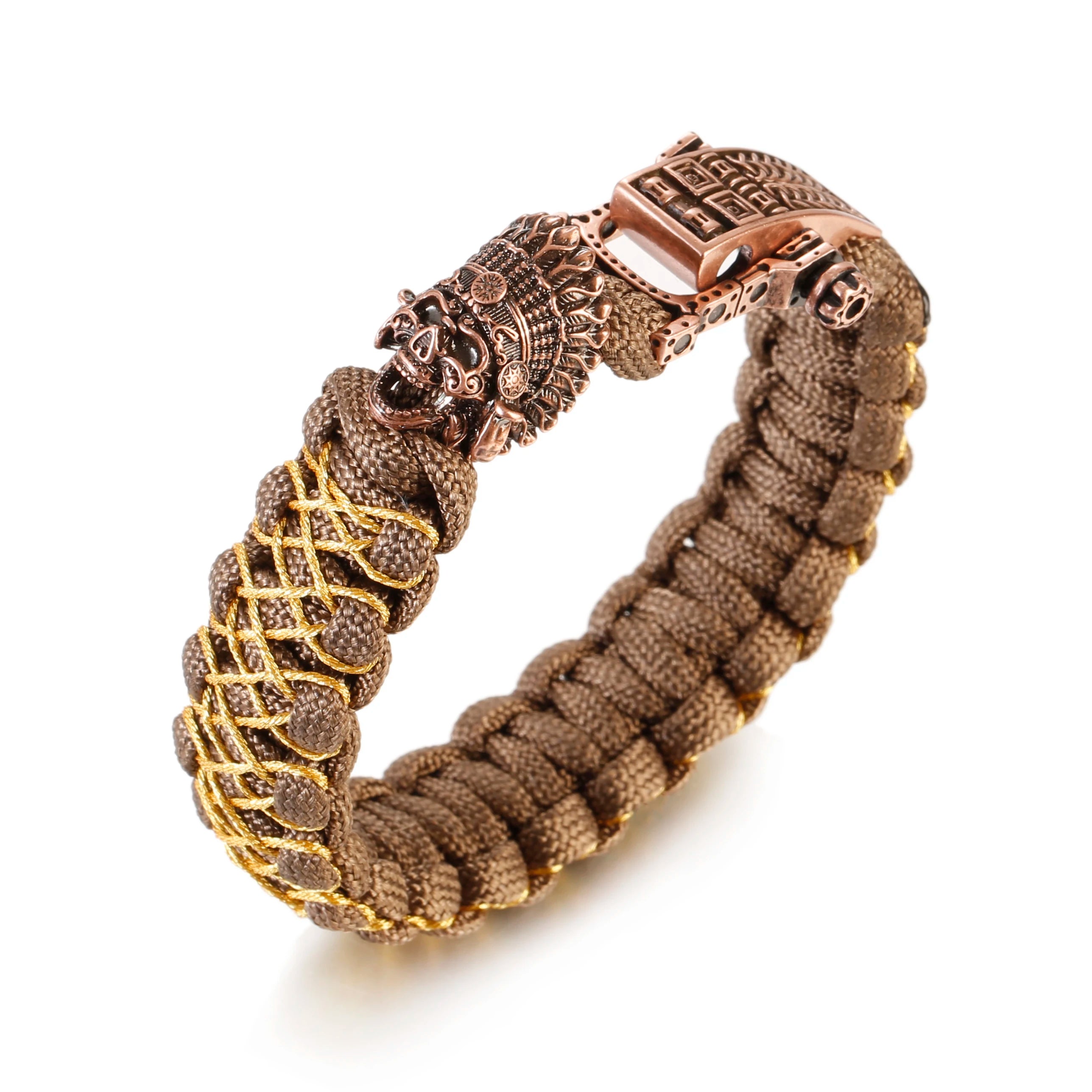 Bracelet Homme Viking Nordique Tressé Main Crâne Punk Antique - GoHappy France
