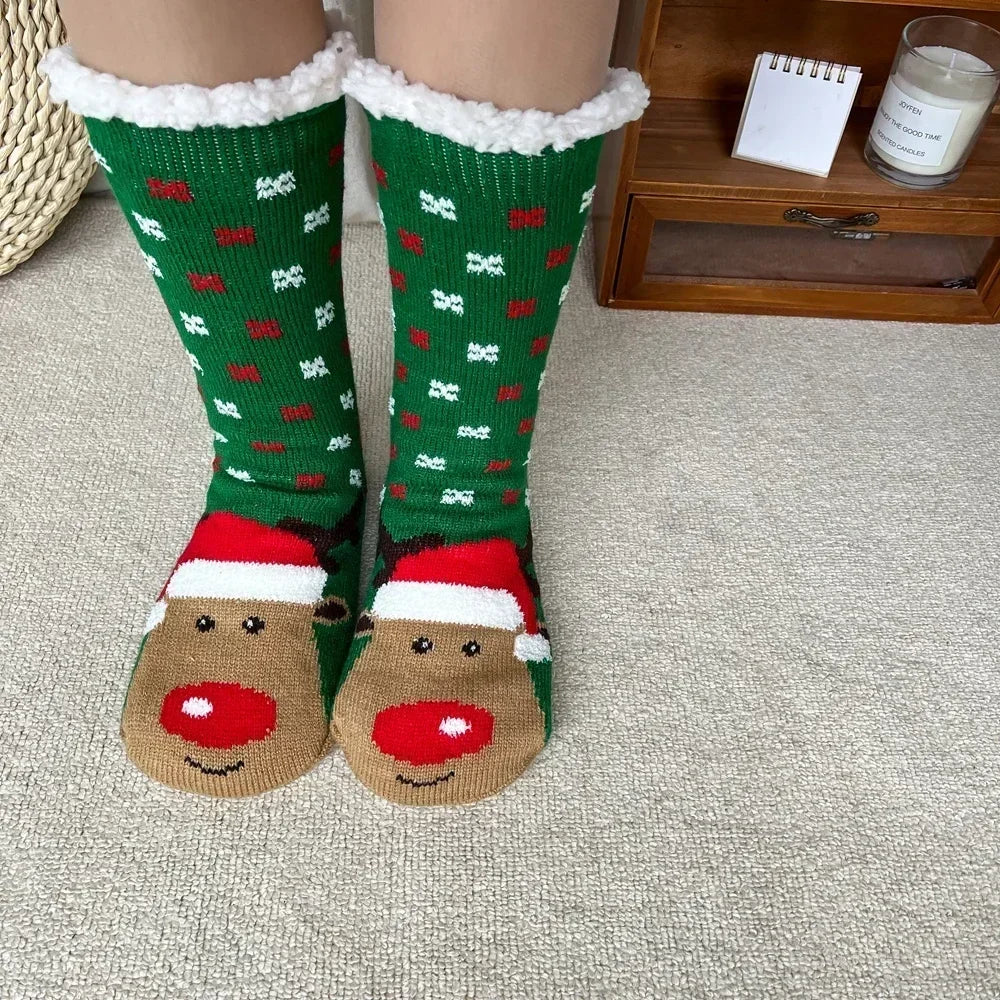 Chaussettes Douillettes Noël Femme Ado Fourrées Antidérapantes