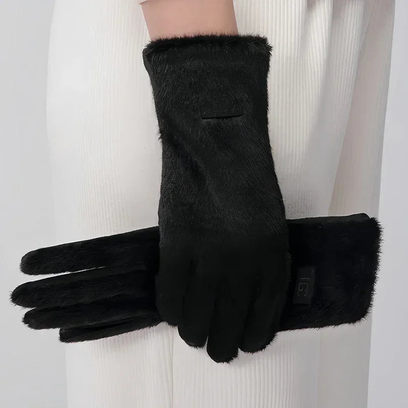 Gants Femme Daim Imitation Vison Tactiles Doux Chauds Élégants - gants GoHappy