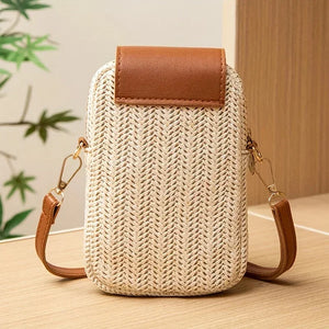 Ibiza Pearl mini sac téléphone paille bohème chic - sac bohème smartphone GoHappy