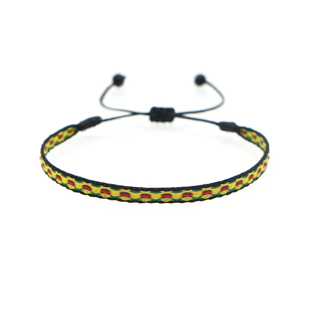 Bracelet Tissé Main Colombie Motifs Ethniques Bohème Amitié - bracelets tissés GoHappy