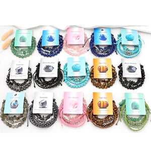 Bracelets Pierres Naturelles Empilables Set 3-5 Bohème 19cm - bracelets en pierres femme GoHappy