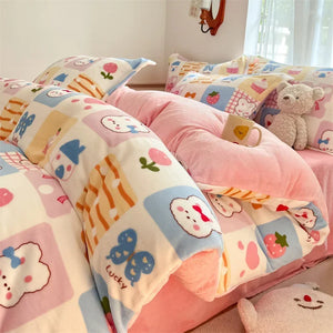 Housse Couette Velours Enfant Motifs Cartoon Douce Chaude 150-220cm - housse couette GoHappy