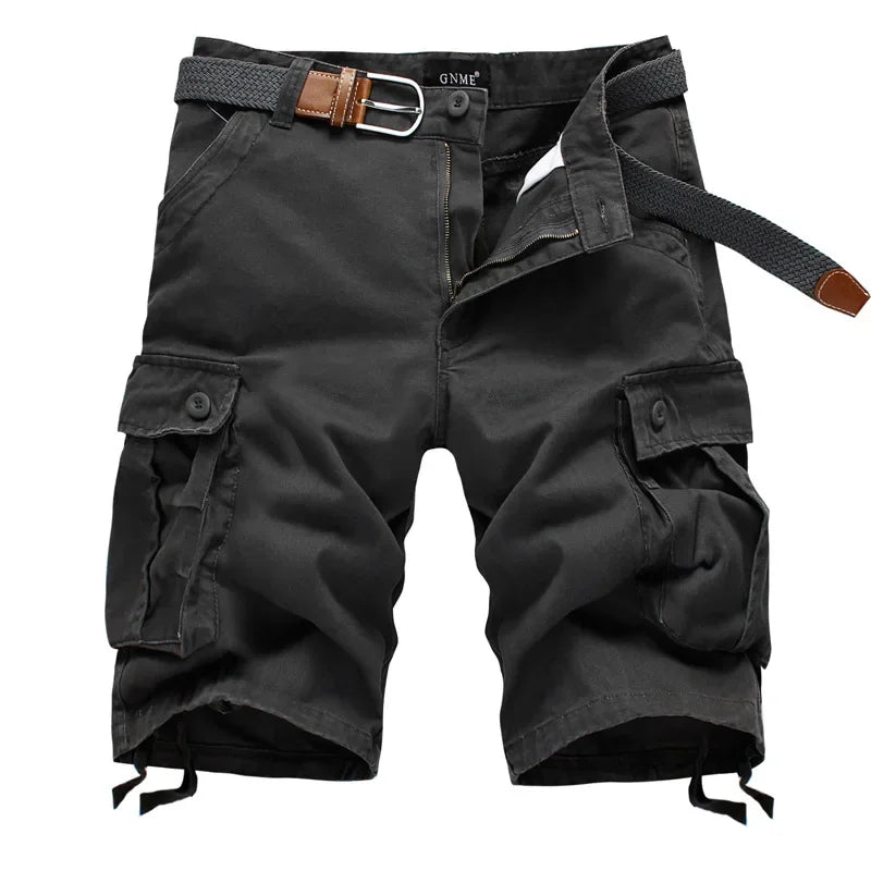Short cargo homme été coton multipoches plage casual urbain