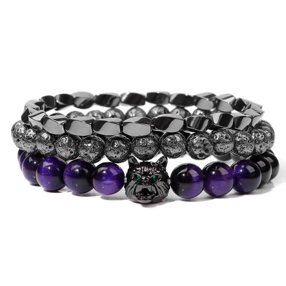 Bracelet multicouche en pierres naturelles pour hommes – Onyx, lave & hématite - Bijou Bracelet GoHappy