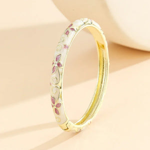 Verona Email bracelet jonc floral cloisonné doré - GoHappy
