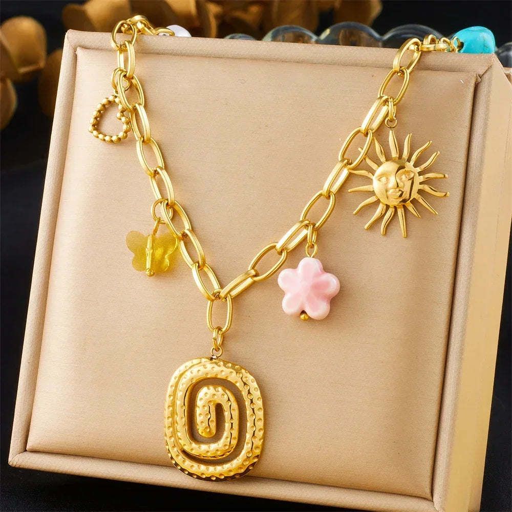 Colliers Costa Luz soleil coquillage perles dorées - colliers GoHappy