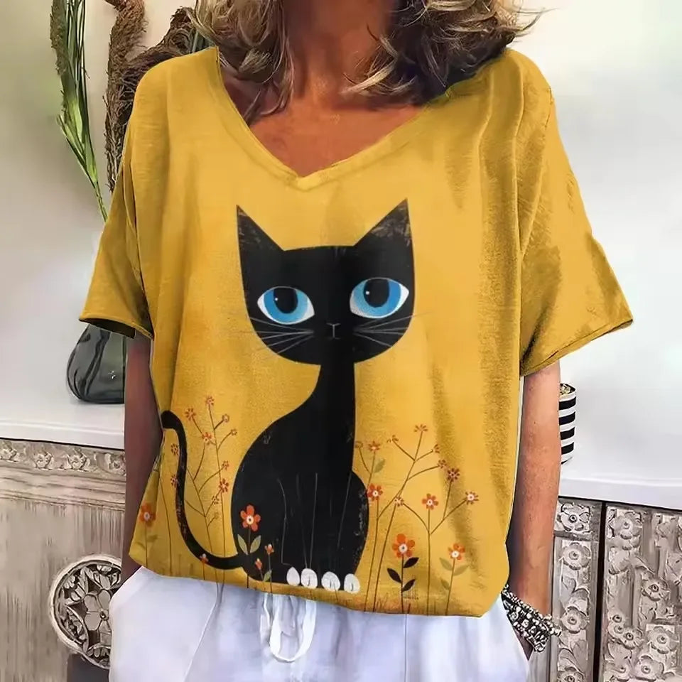 Collection Crazy Cats – T-shirts Oversize Femme à Motif Chat