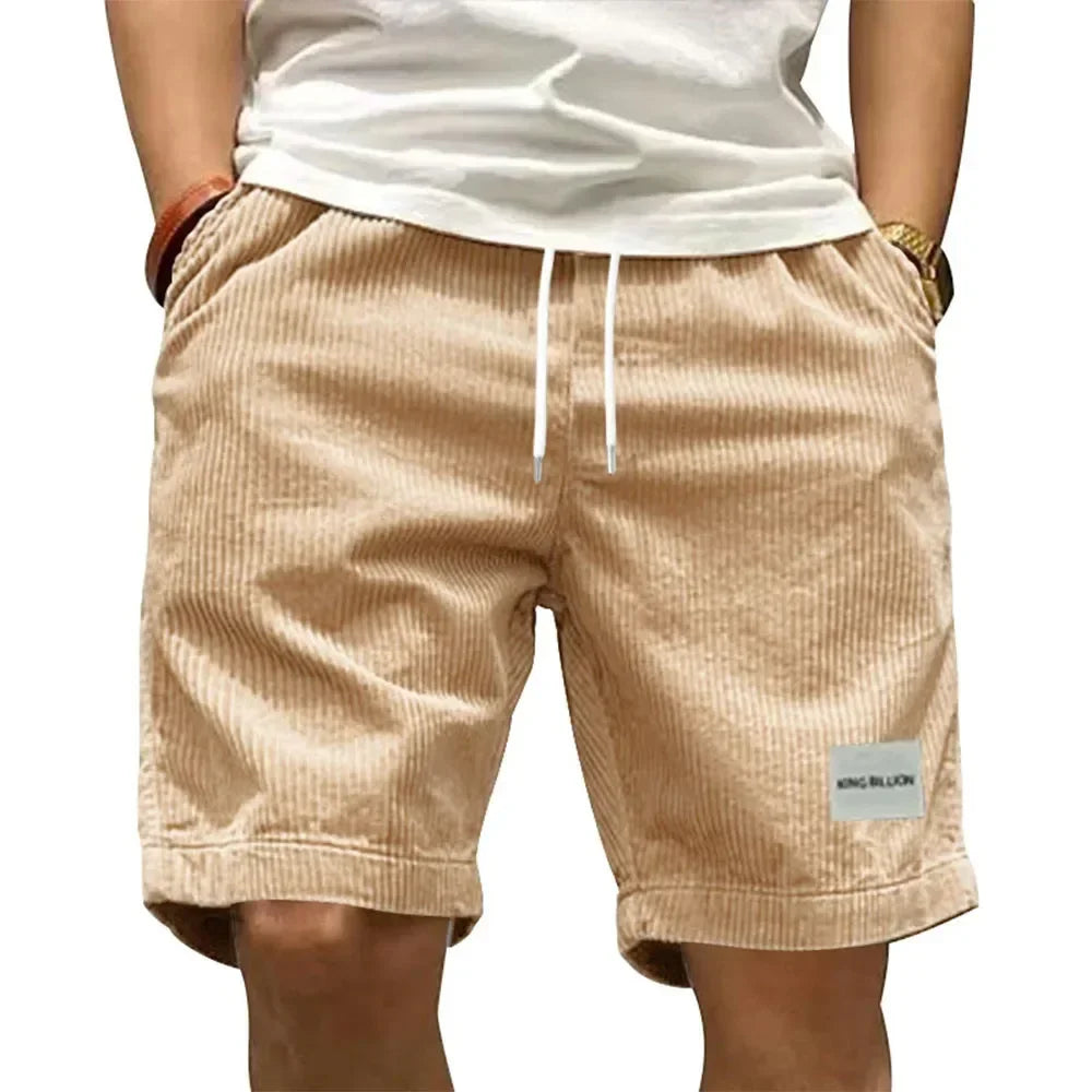 short homme velours beige taille élastique cordon confort été mode GoHappy.fr