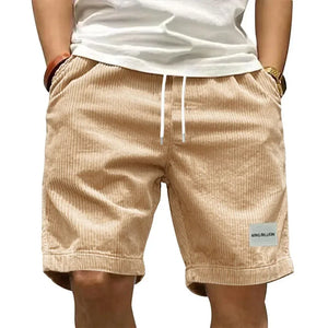 short homme velours beige taille élastique cordon confort été mode GoHappy.fr